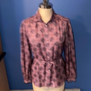 George Masket Ltd Vintage Button Down Top with Belt Size 12